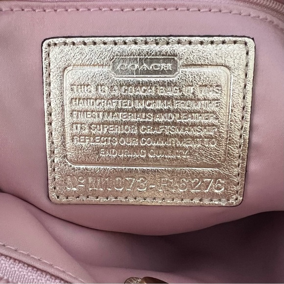 Coach Gold and Brown women signature Tote Bag with leather flower accents - Picture 3 of 15